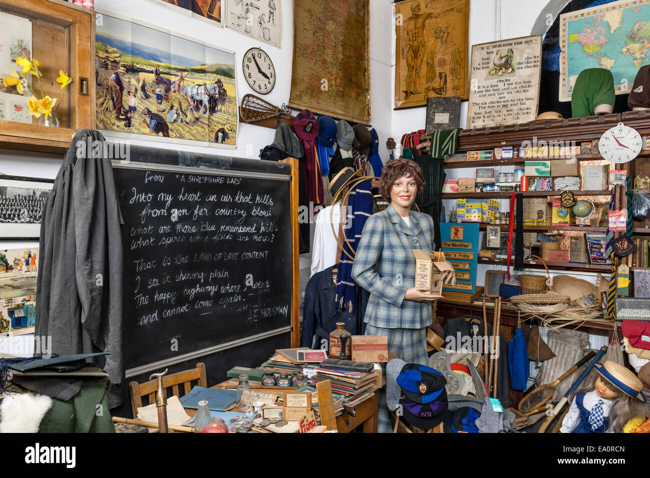 The Land of Lost Content , a museum of 20c British popular culture, Craven Arms, Shropshire, UK. Schooldays - a typical classroom from the 1950s Stock Photo