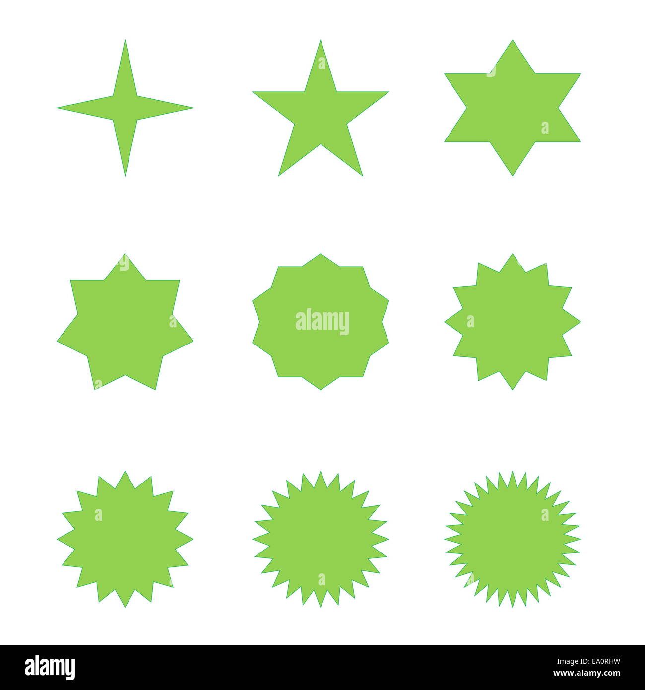 Set of green stars Stock Photo Alamy