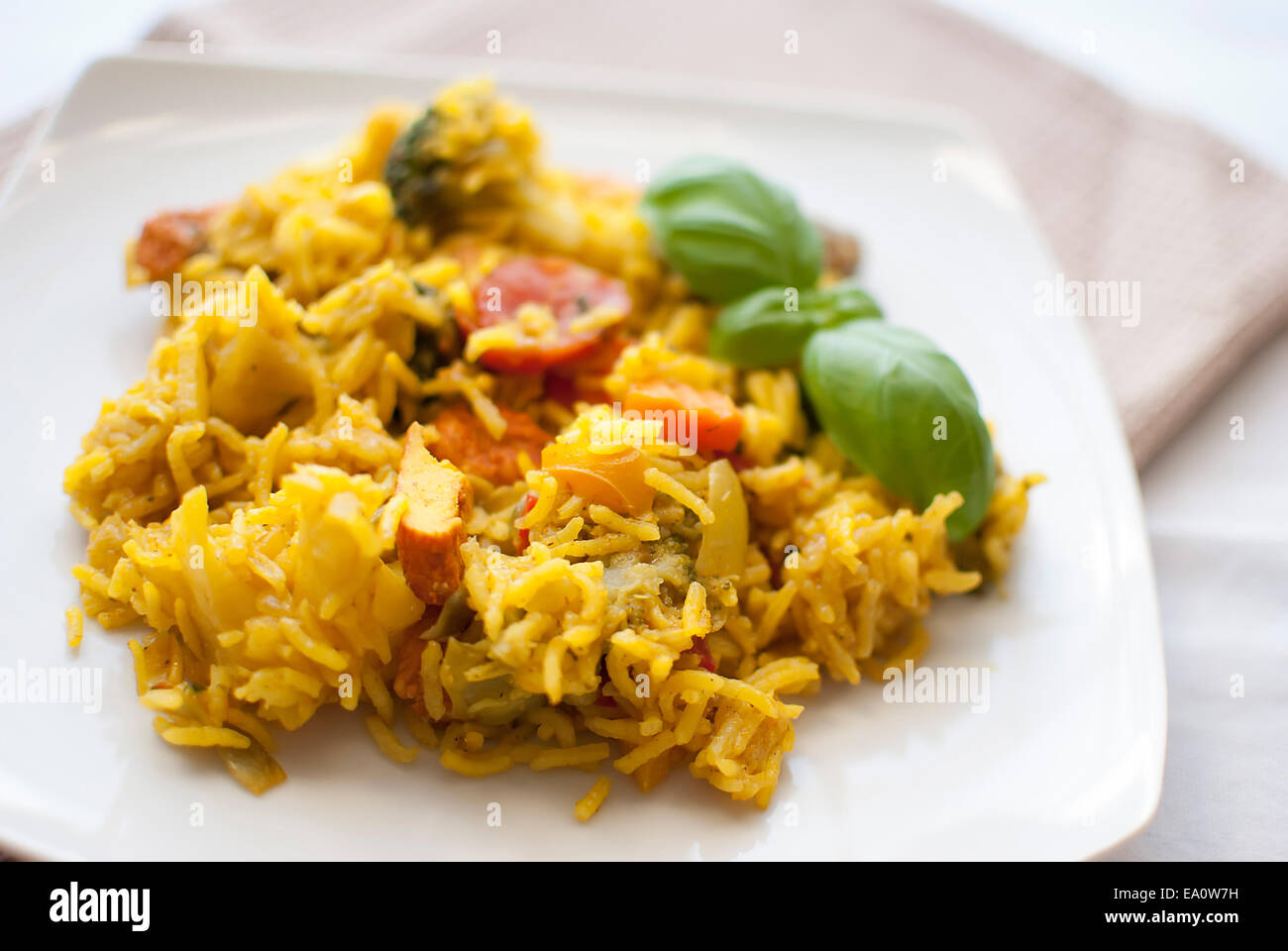 basmati rice with vegetables and chicken Stock Photo Alamy