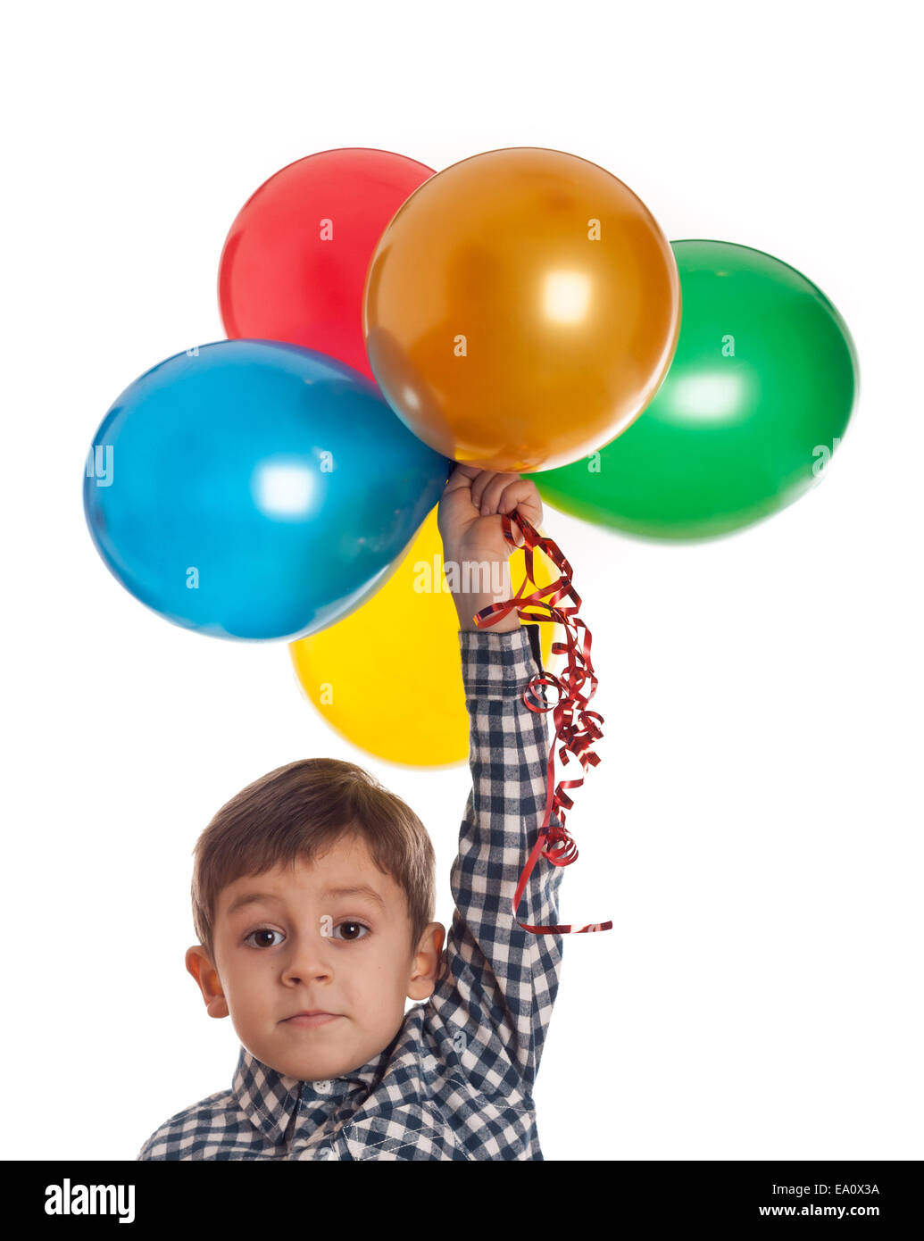 boy with balloons Stock Photo