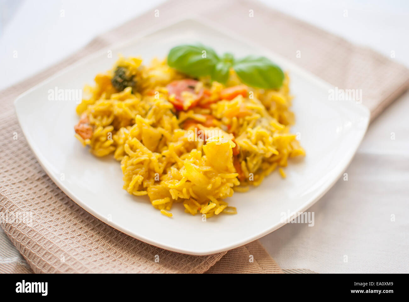basmati rice with vegetables and chicken Stock Photo Alamy