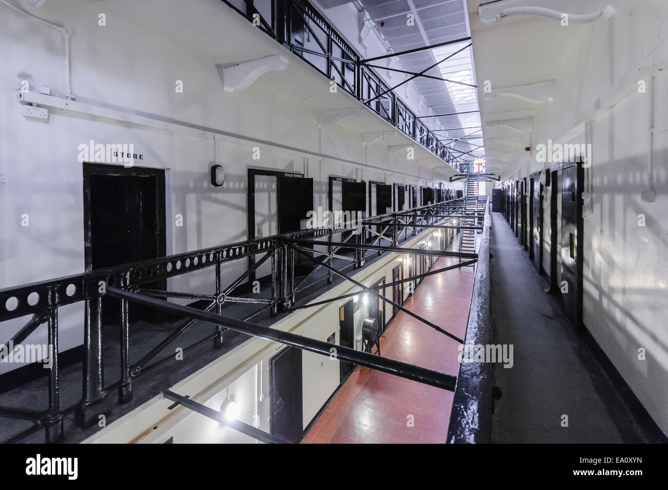 Cells and landing in the Crumlin Road Gaol, a Victorian built prison. Stock Photo