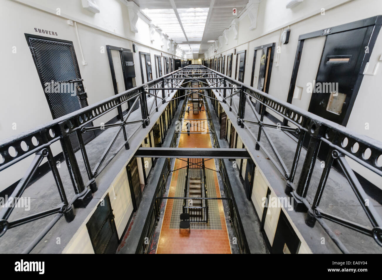 Cells and landing in the Crumlin Road Gaol, a Victorian built prison. Stock Photo