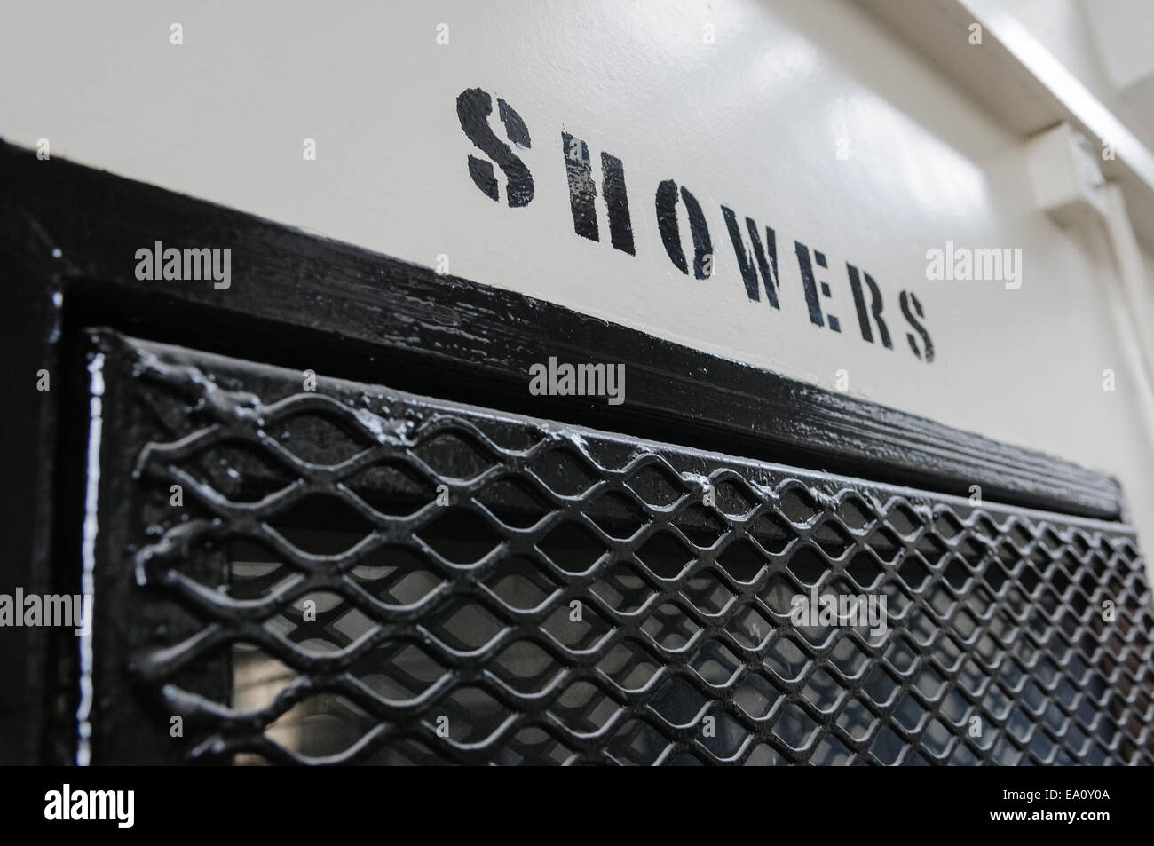 Prison showers Stock Photo