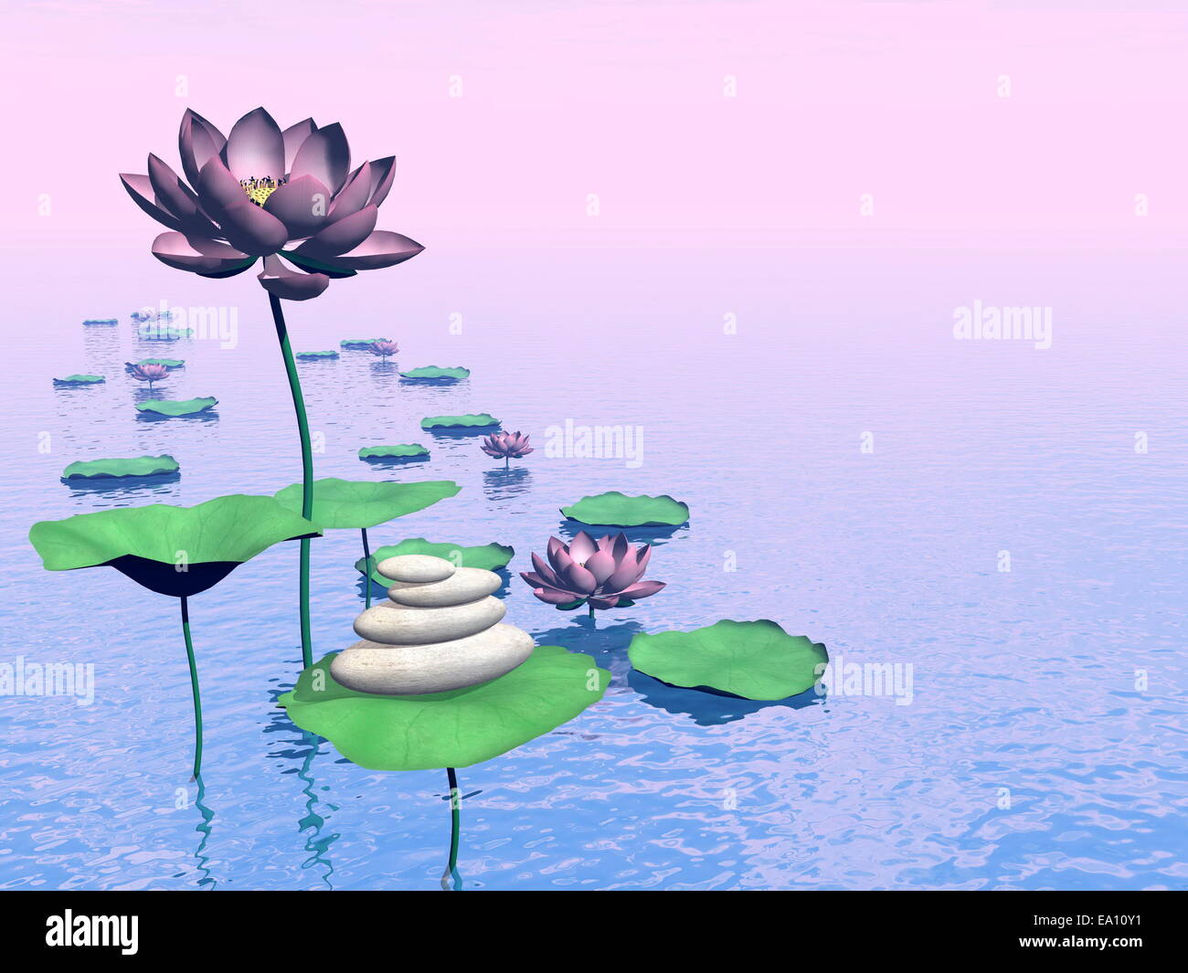 Zen lily flowers 3D render Stock Photo Alamy