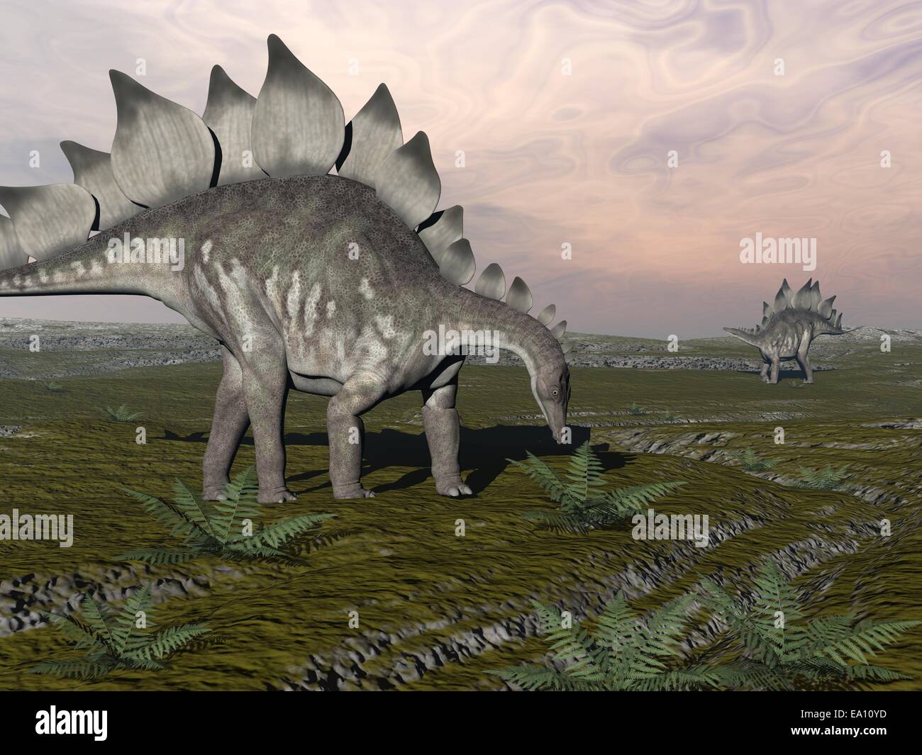 Hungry stegosaurus - 3D render Stock Photo