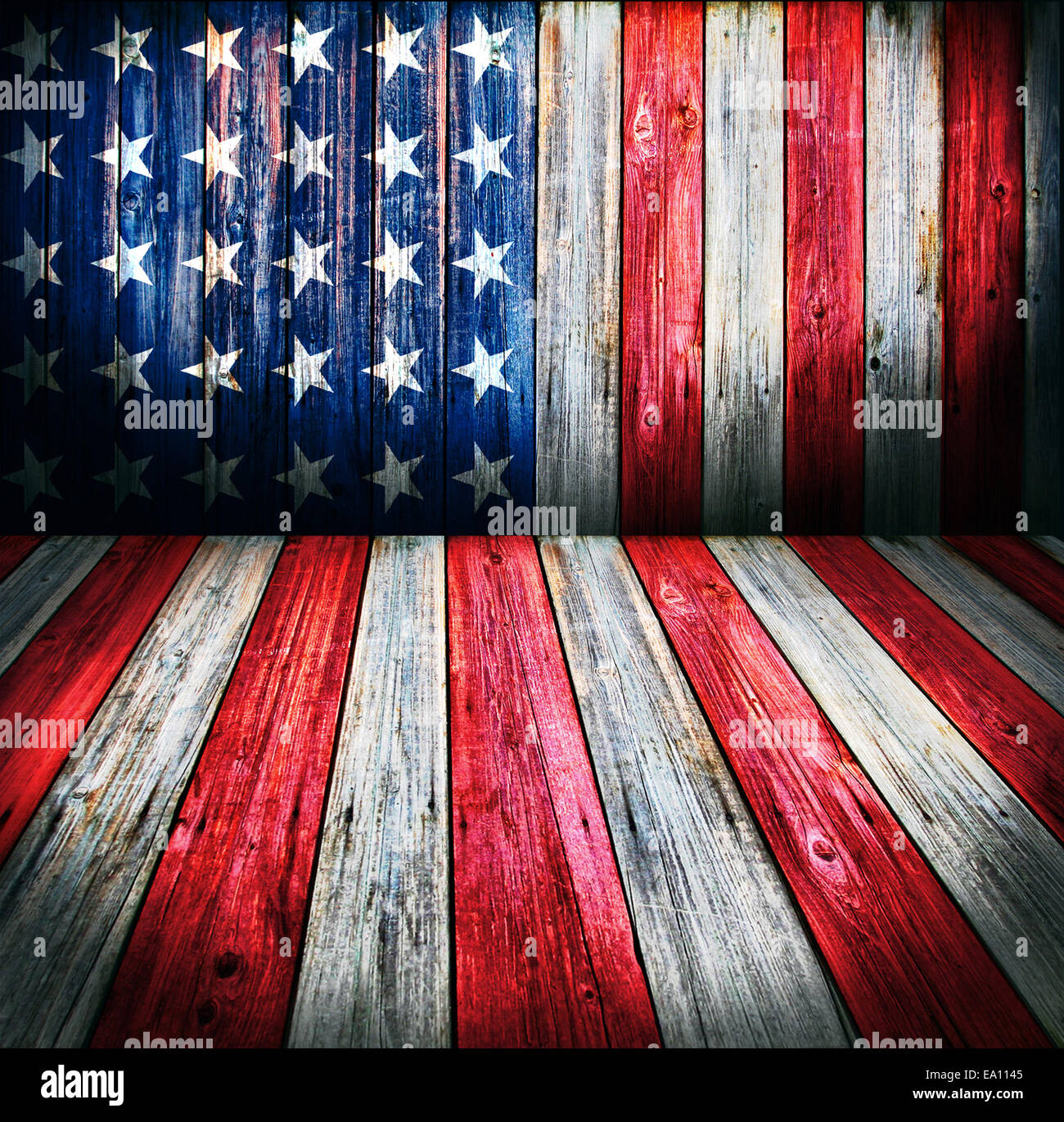 USA style background - empty wooden room for display montages Stock Photo