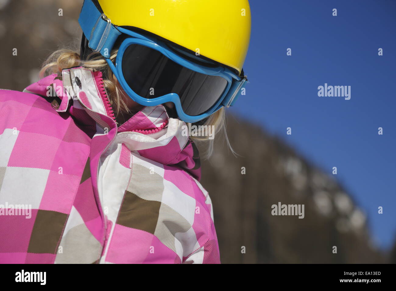 clos up of skiing girl Stock Photo