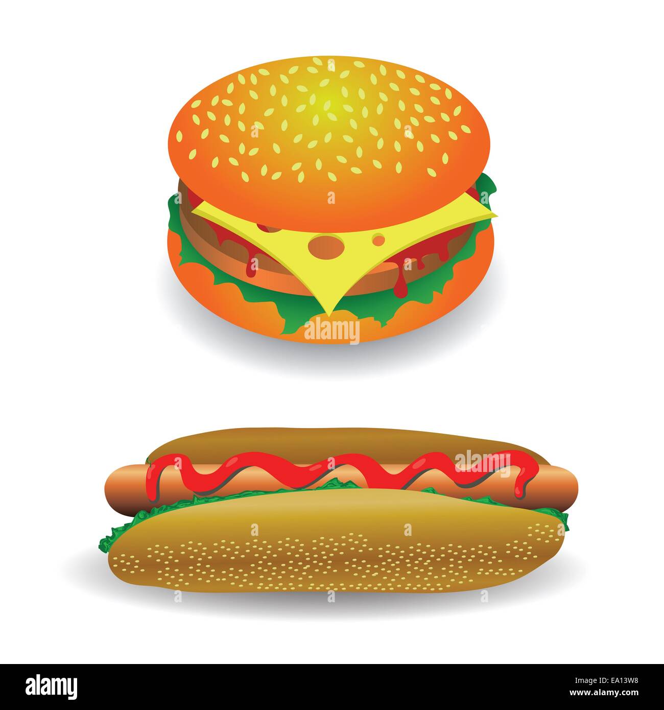 hot dog and hamburger Stock Photo