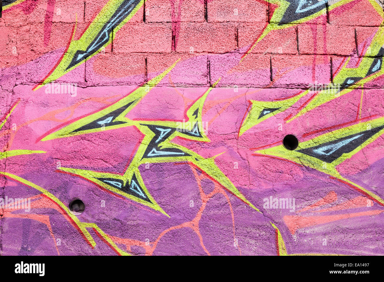 Colorful graffiti on the wall Stock Photo