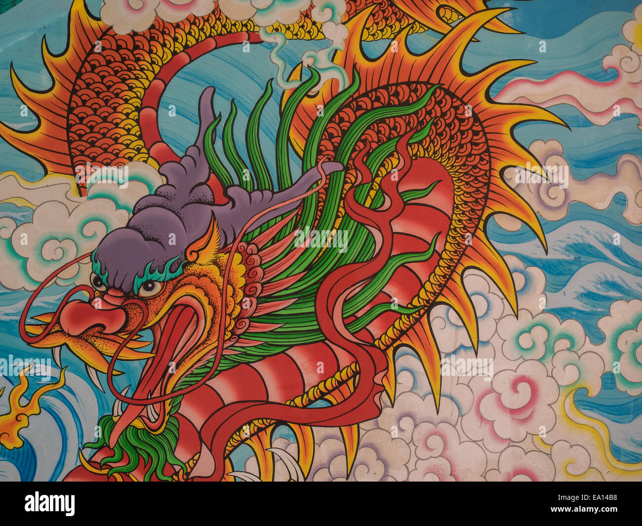 Chinese dragon at Chinese temple in Ang Sila, also known as Wihan Thep Sathit Phra Kitti Chaloem Stock Photo