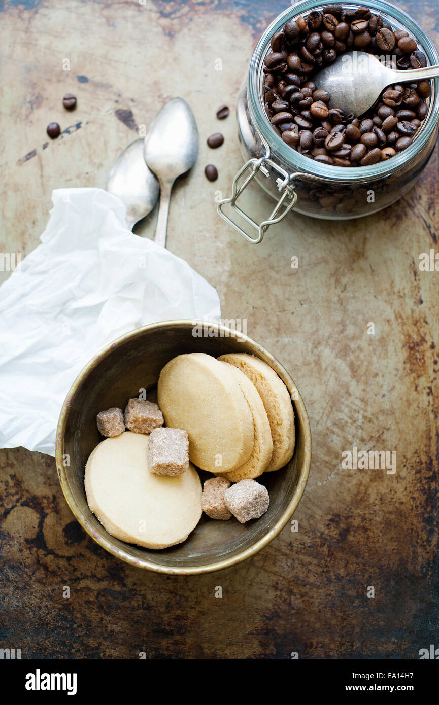 Cookies and coffee beans Stock Photo