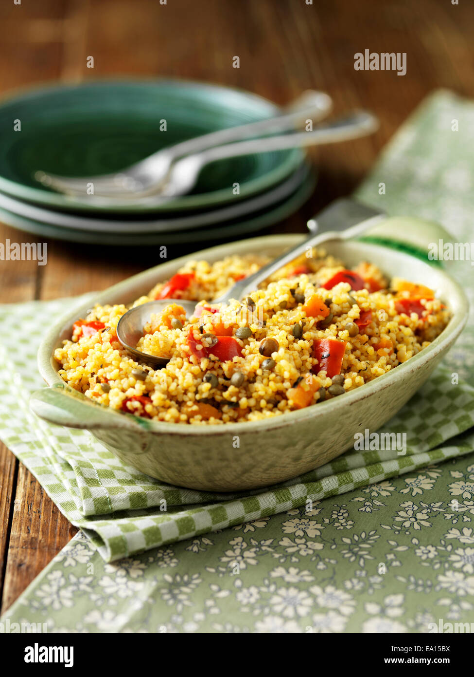 Vegetable cous cous side dish for two Stock Photo