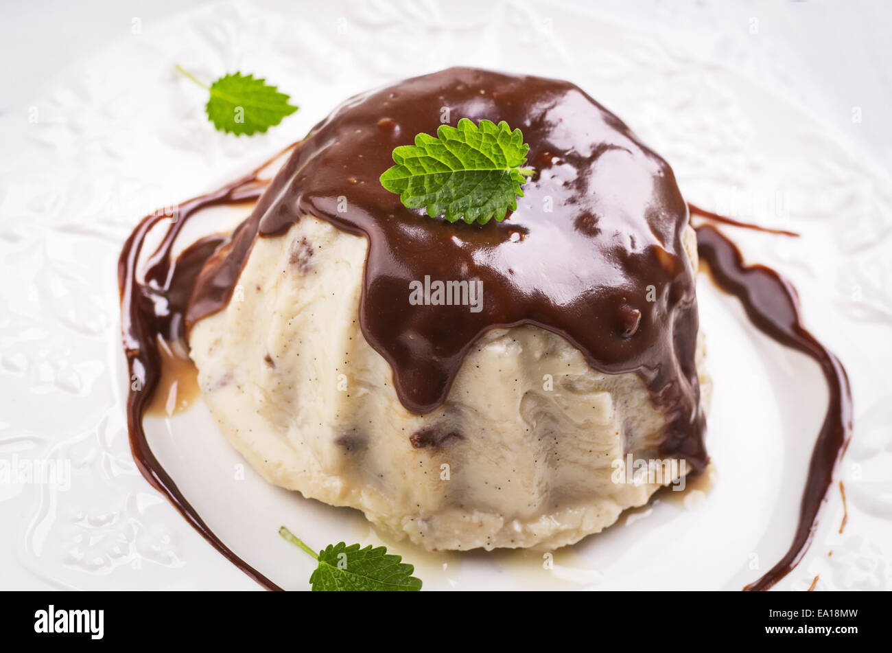 vanilla pudding with chocolate Stock Photo