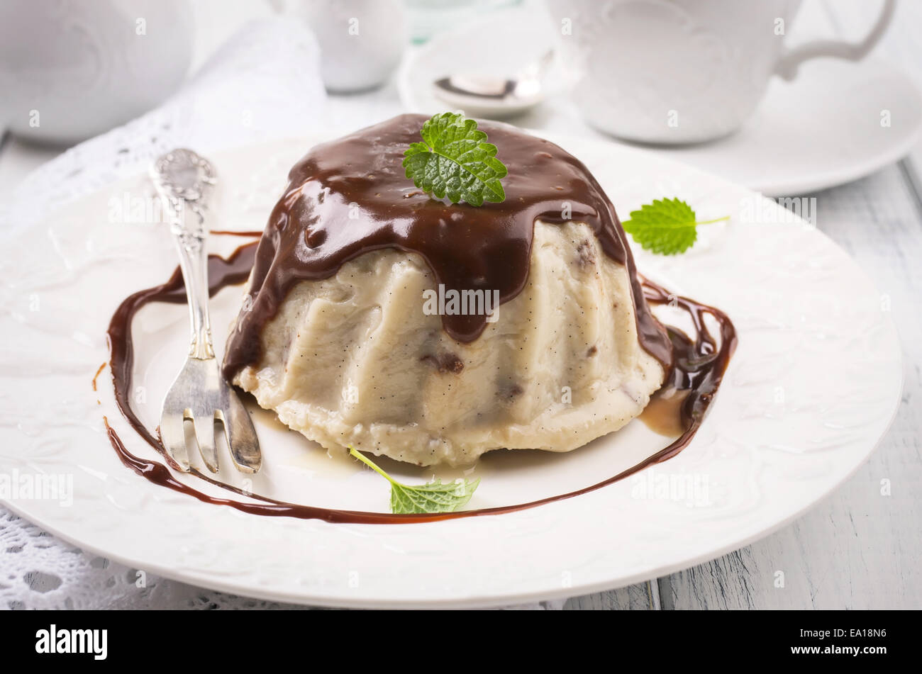 vanilla puddin with chocolate Stock Photo