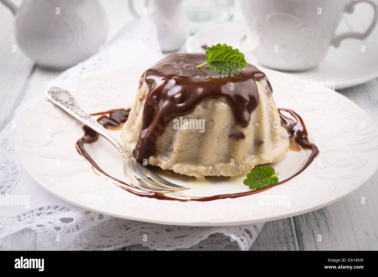 vanilla pudding with chocolate Stock Photo