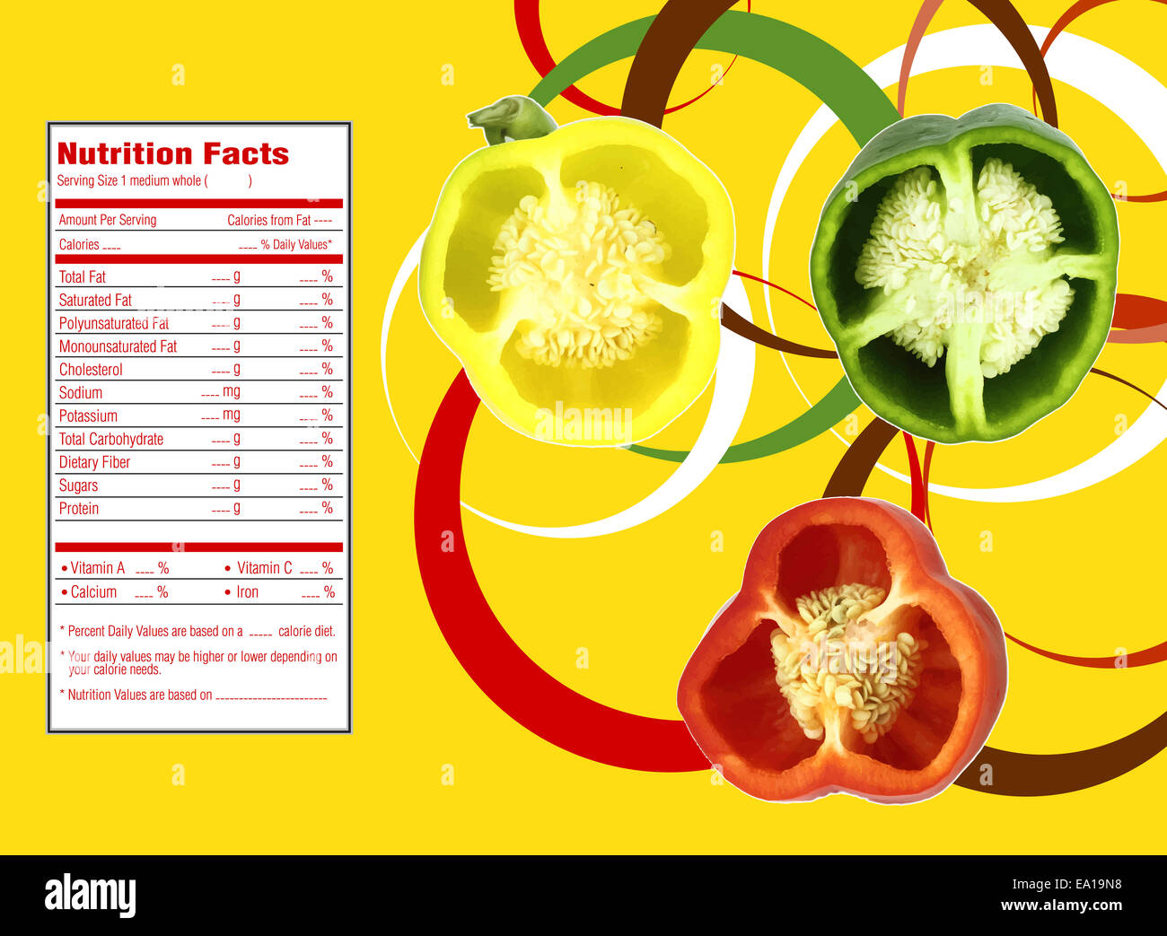 Sweet Bell Pepper Nutrition Facts Stock Photo Alamy