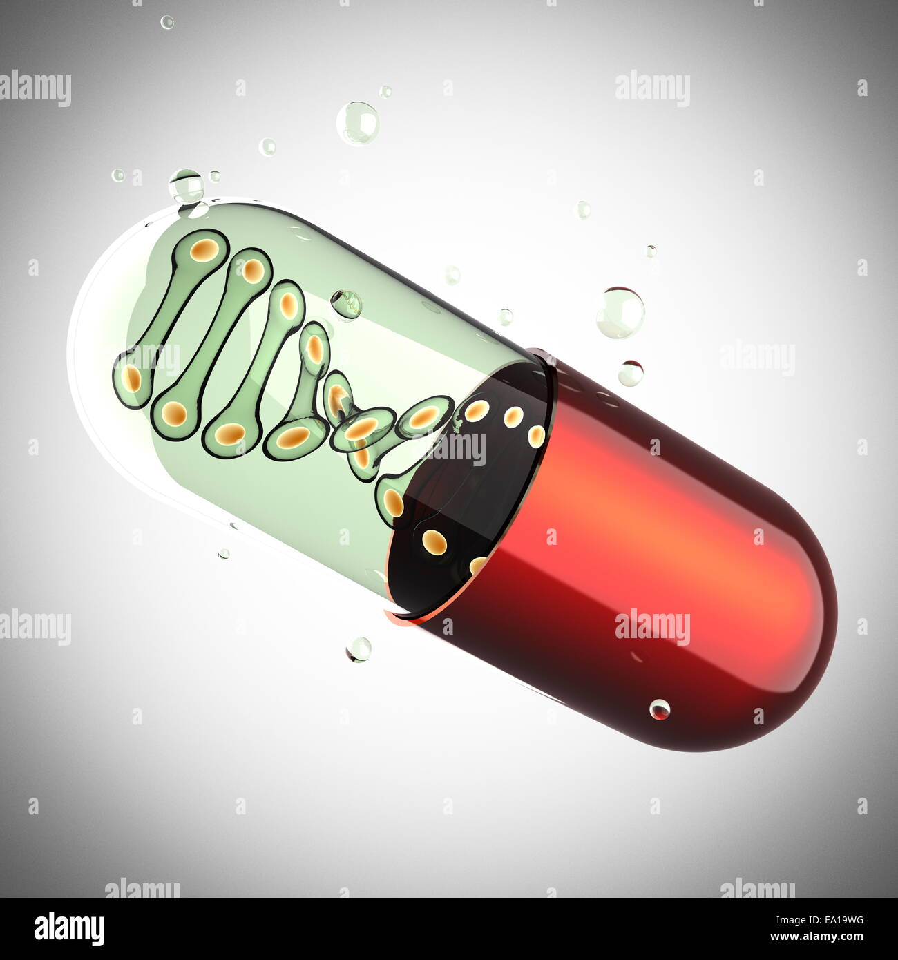 Transparent capsule on gray background Stock Photo - Alamy