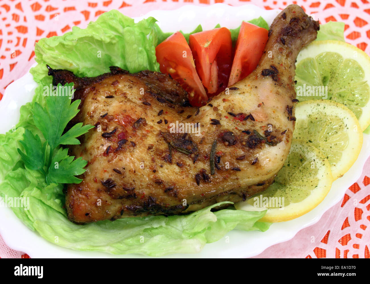 Roasted chicken drumsticks Stock Photo Alamy