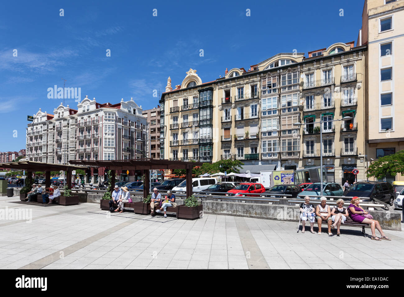 People on the Promenade in Santander, Cantabria, Spain Stock Photo
