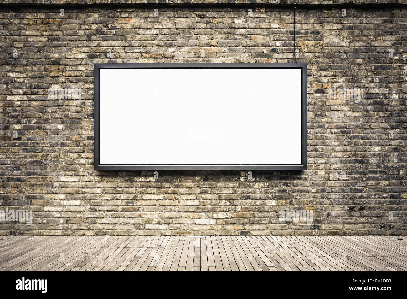 blank billboard on old brick wall Stock Photo