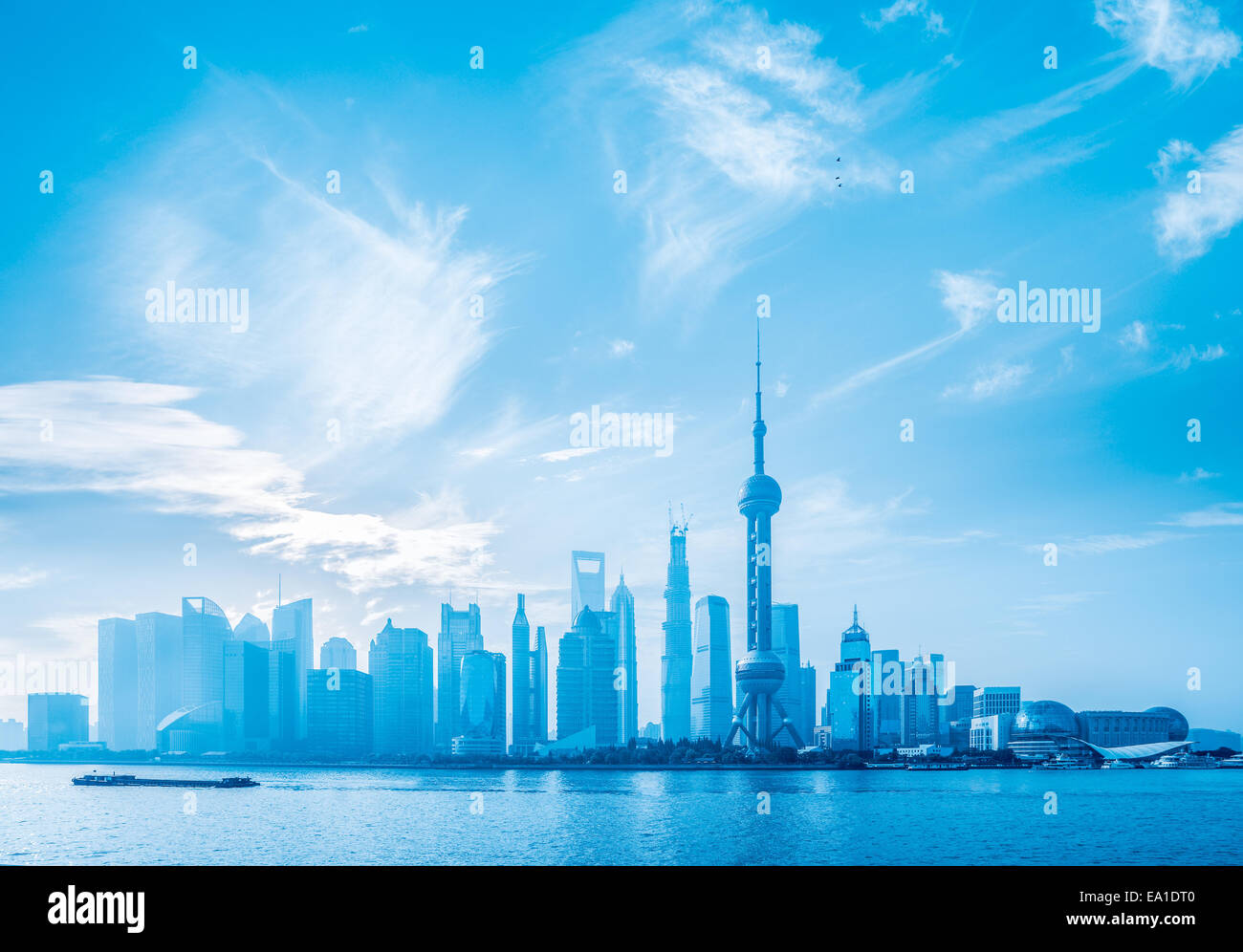 blue shanghai skyline Stock Photo
