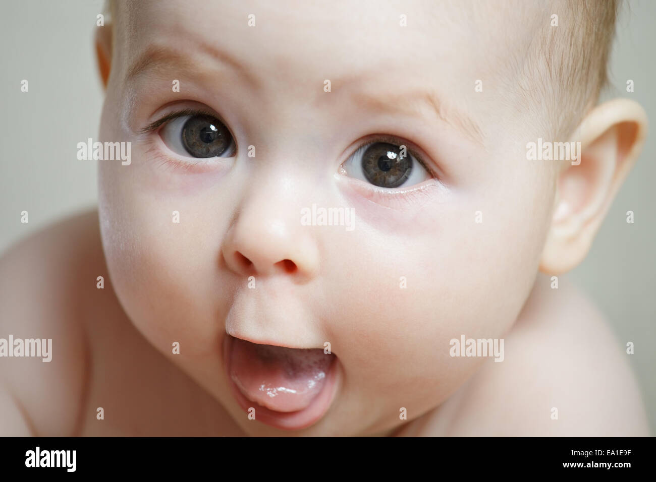 Cute baby mouth open Stock Photo Alamy