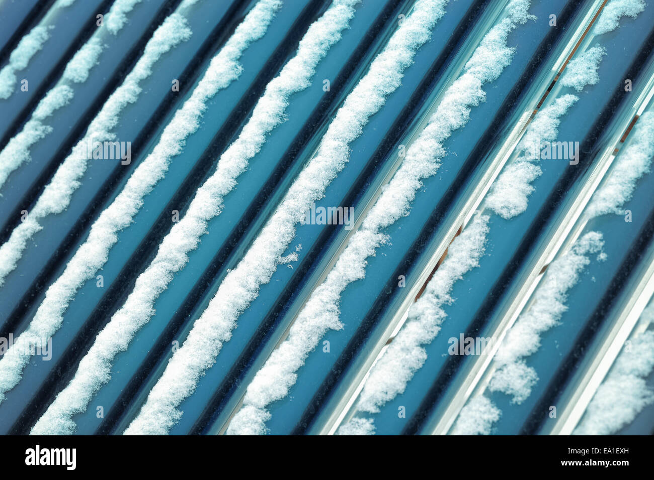 solar water heater in winter Stock Photo