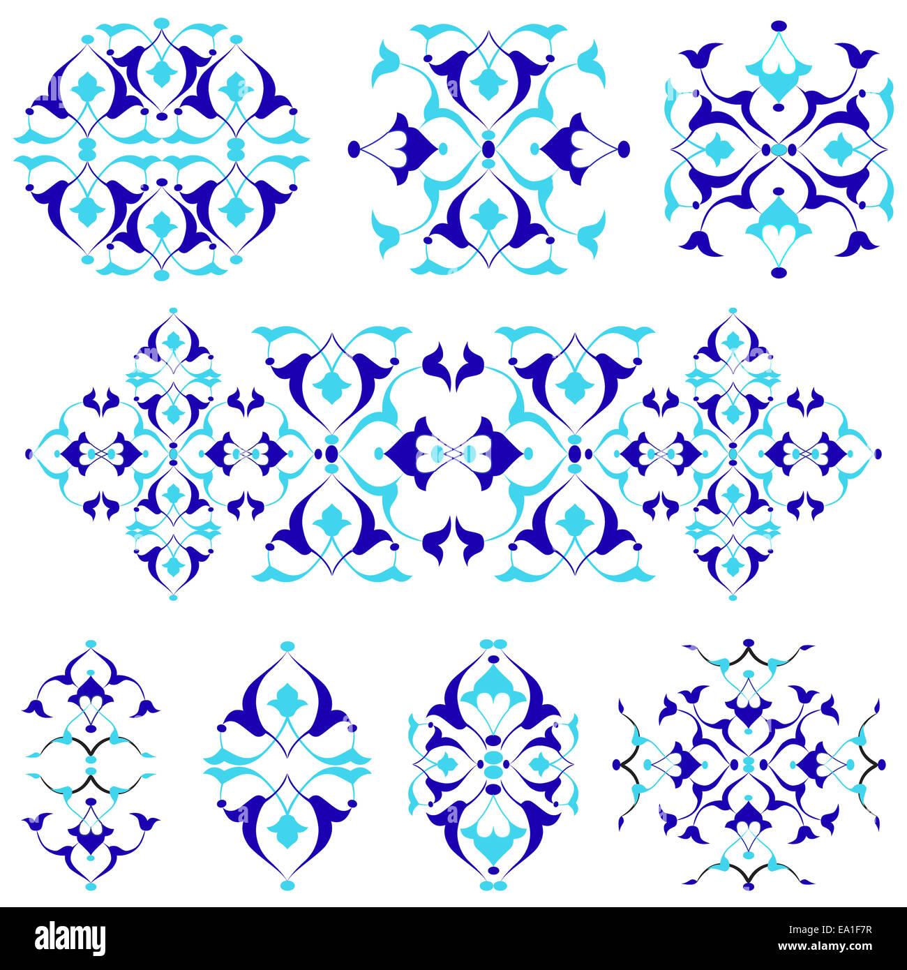 blue oriental border and ornament nineteen Stock Photo - Alamy