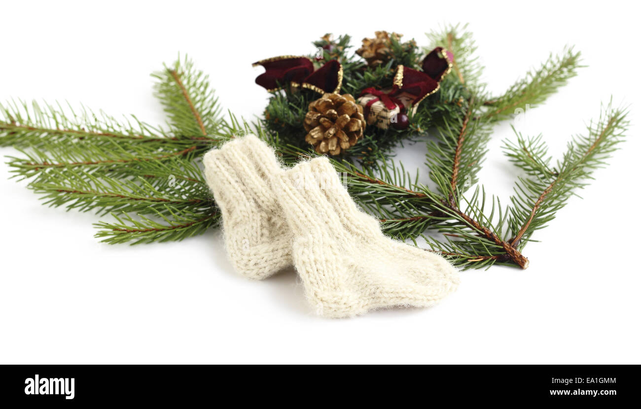 Baby knitted woolen socks Stock Photo Alamy