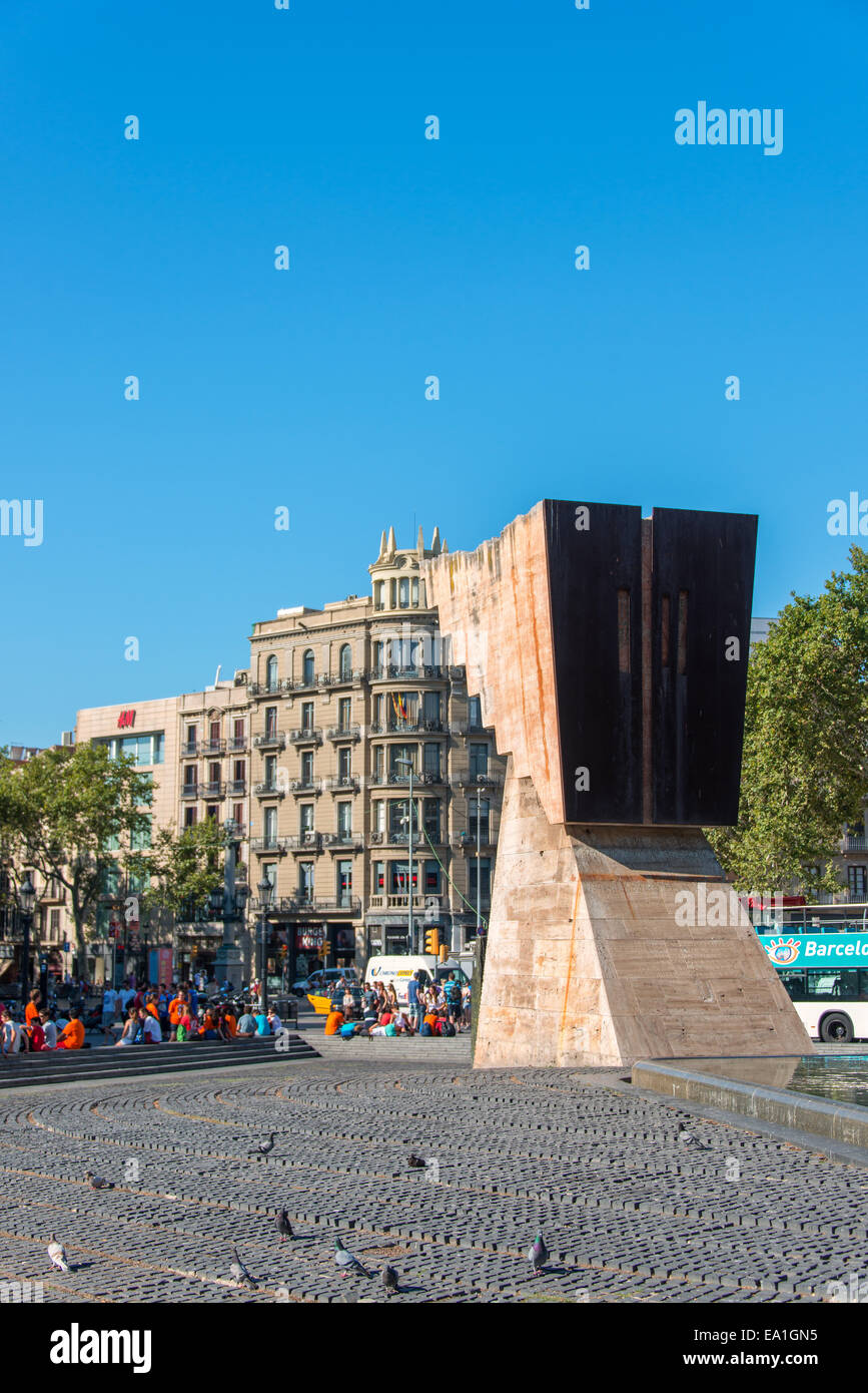 Macia Monument in Plaza Cataluna Stock Photo