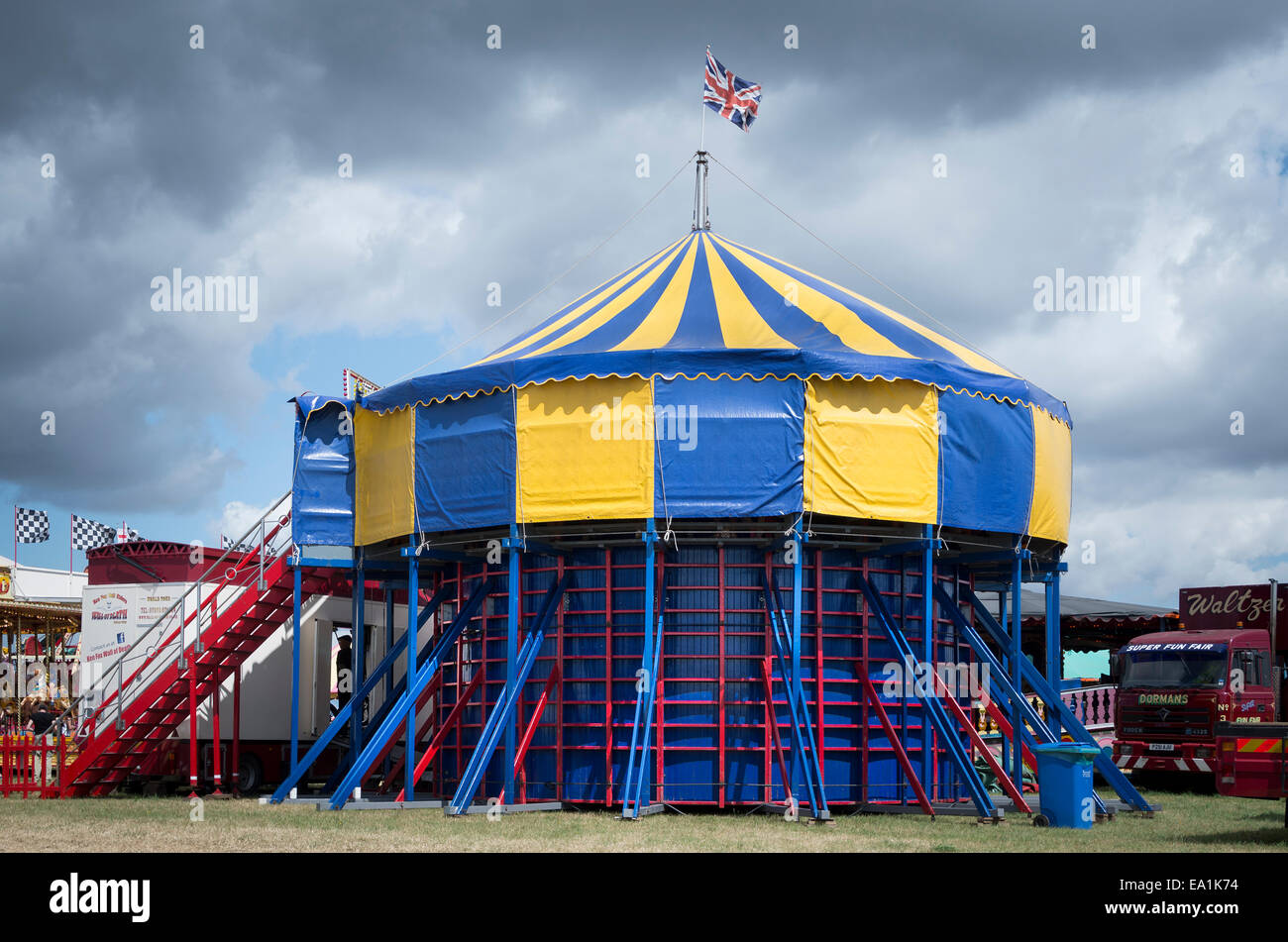 Exterior of the Wall of Death arena at a country fairground in UK Stock Photo