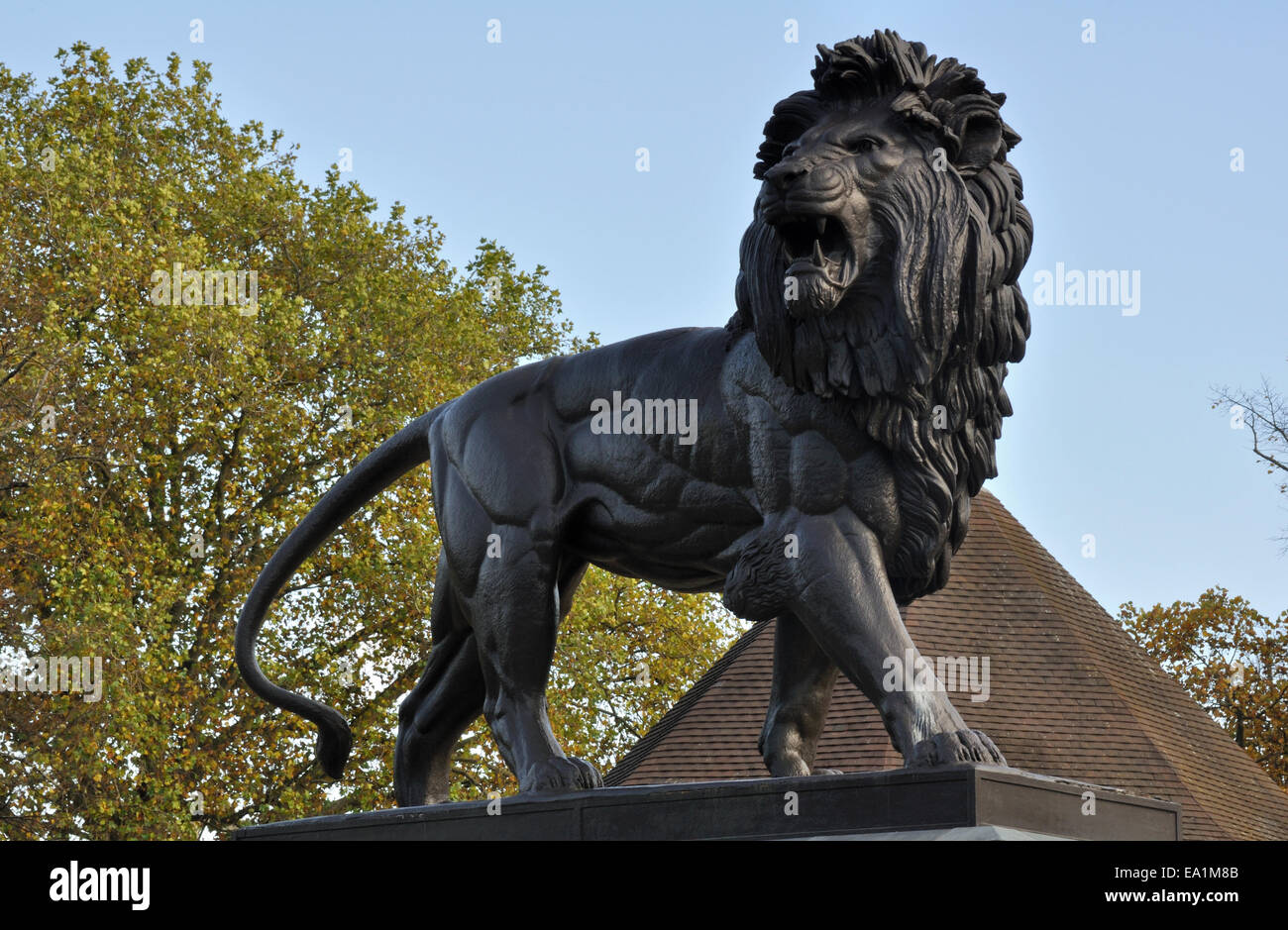The lion statue, Forbury Gardens, Reading, Berkshire, U.K Stock Photo