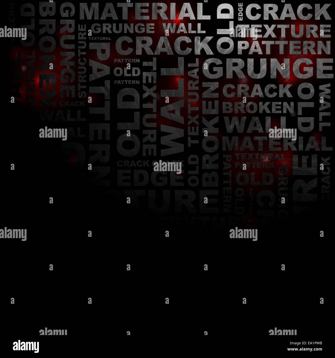 Dark gloomy grunge word pattern Stock Photo
