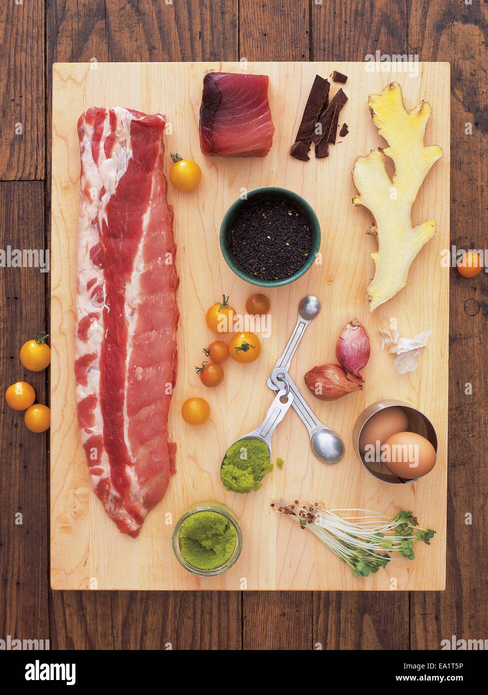 ingredients on cutting board Stock Photo