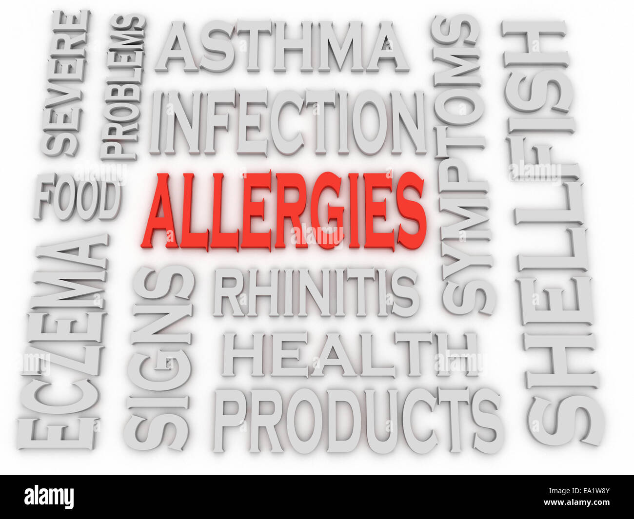 3d imagen Allergies concept word cloud background Stock Photo