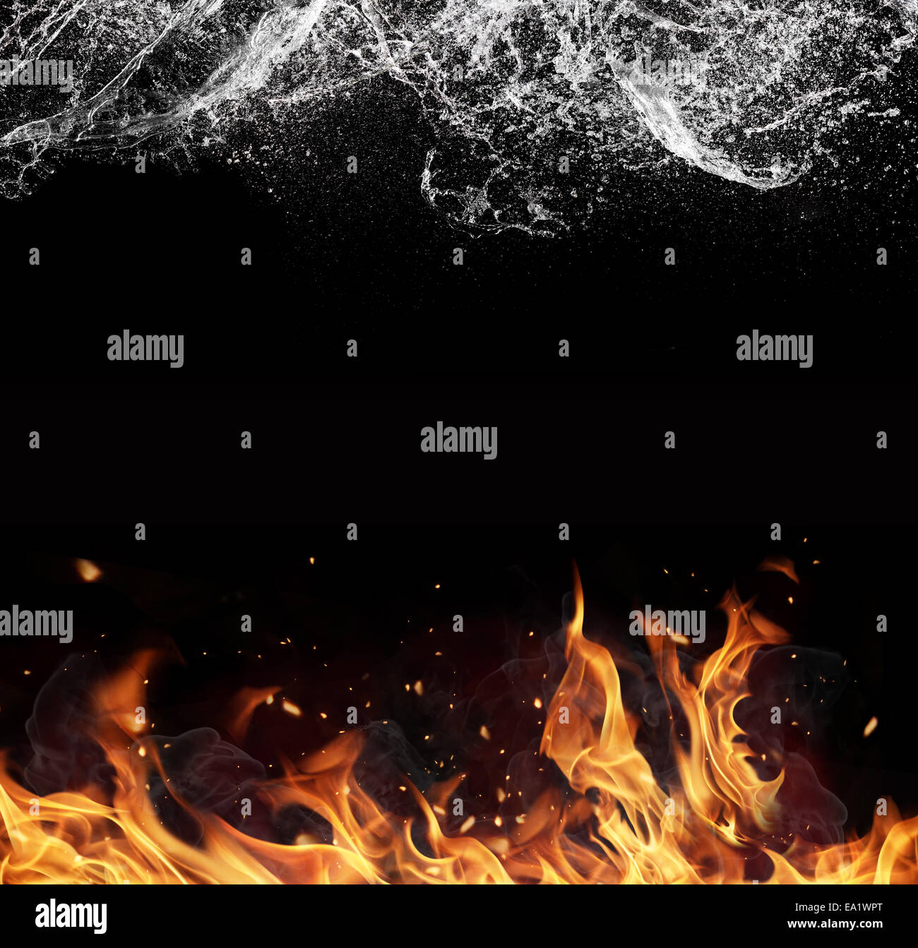 Symbol of water and fire energy, isolated on black background Stock