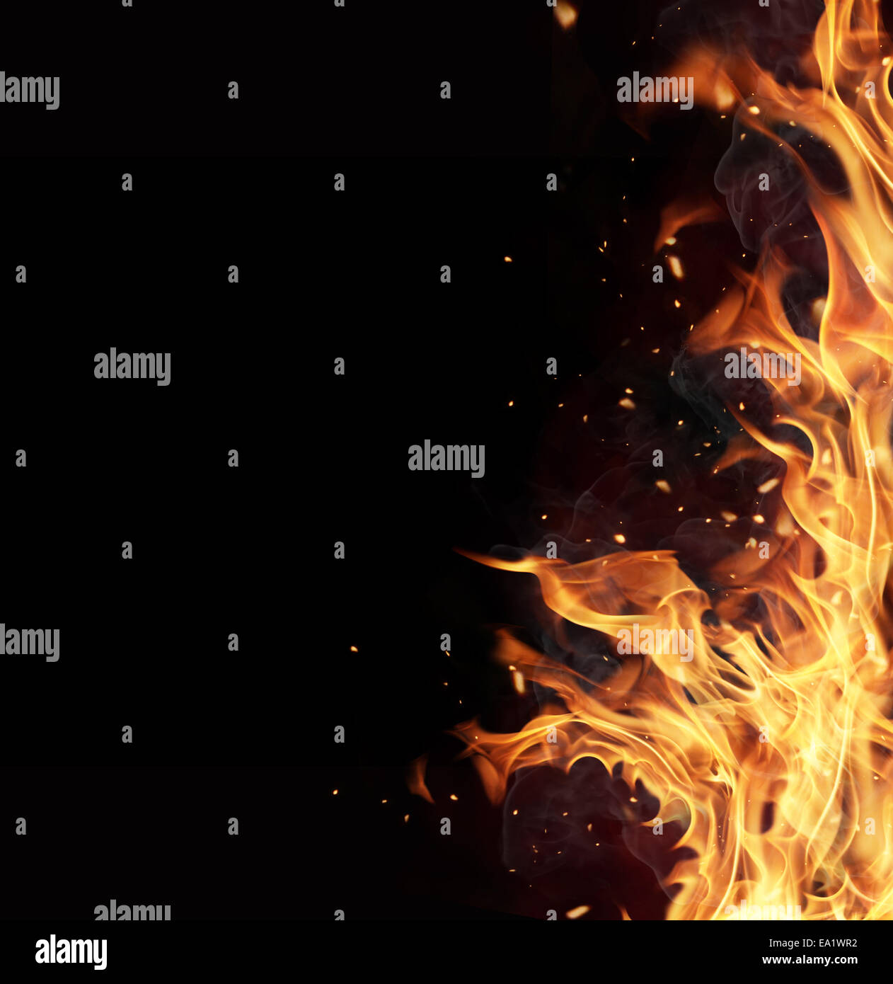 Fire flames isolated on black background Stock Photo - Alamy