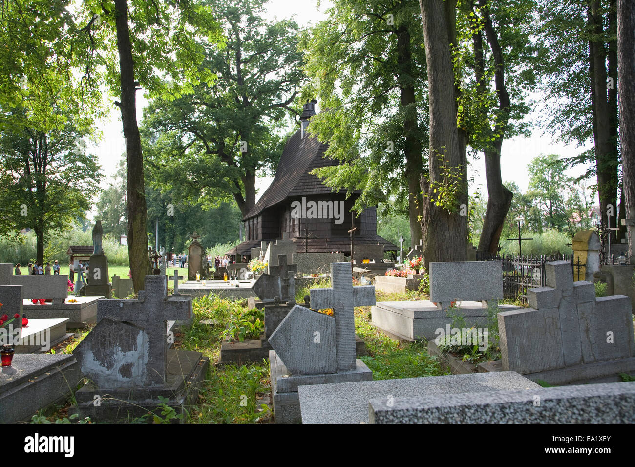 Cemetery & Wooden Church Of St. Leonard, Lipnica Murowana, Malopolska, Poland Stock Photo