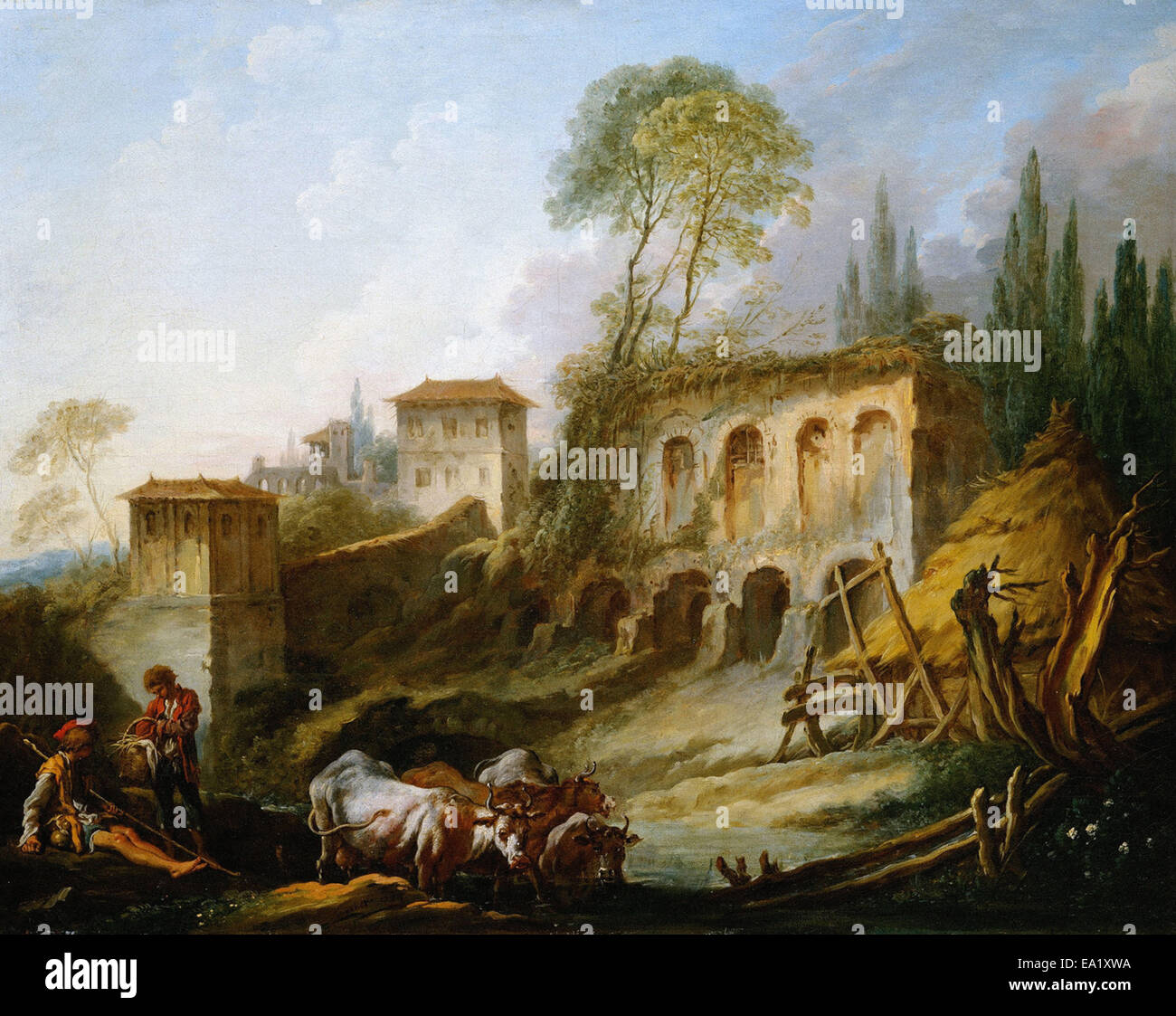 François Boucher  Imaginary Landscape with the Palatine Hill from Campo Vaccino Stock Photo