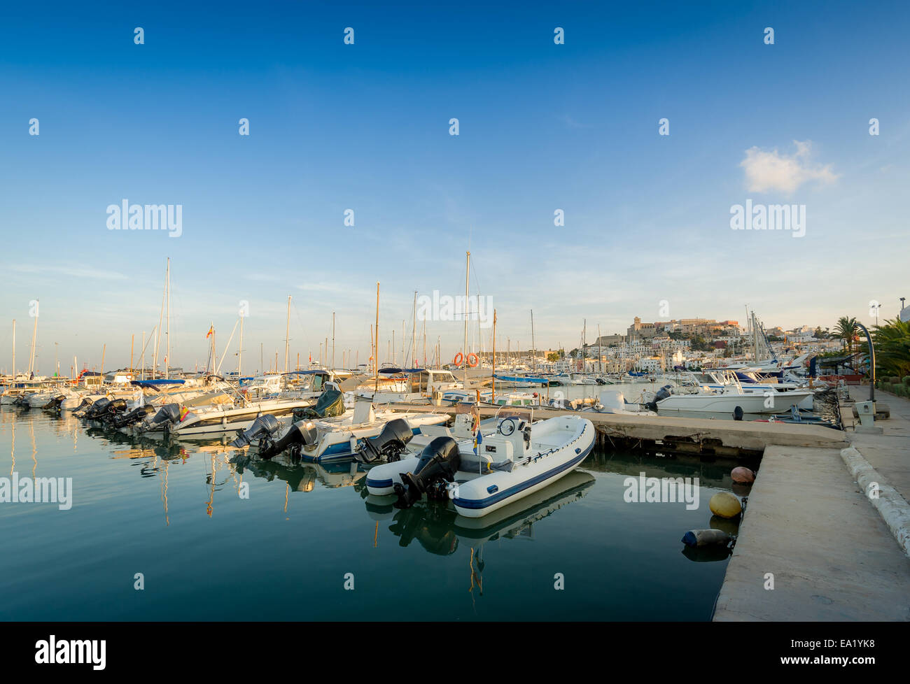 Fishing boats in Ibiza marina Stock Photo