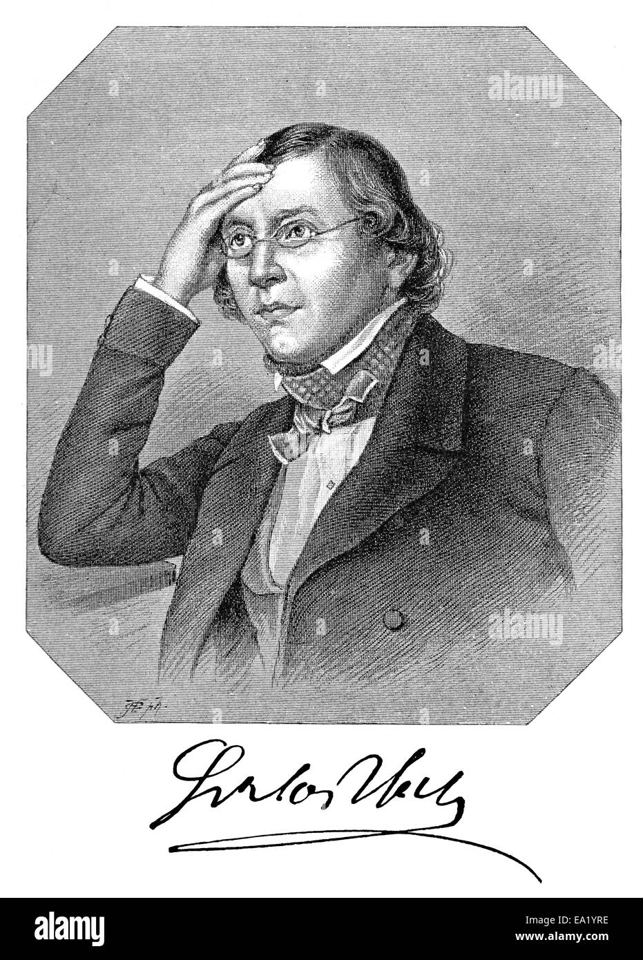 Karl Herlosssohn or Borromaeus Sebastian Georg Karl Reginald Herloss, 1804 - 1849, a German writer, journalist and encyclopedist Stock Photo