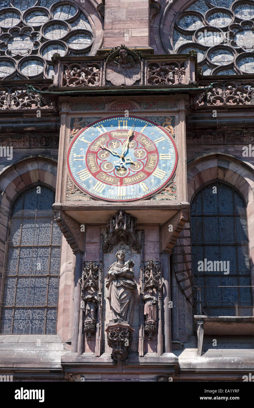 Clock in the Strasbourg Cathedral Stock Photo