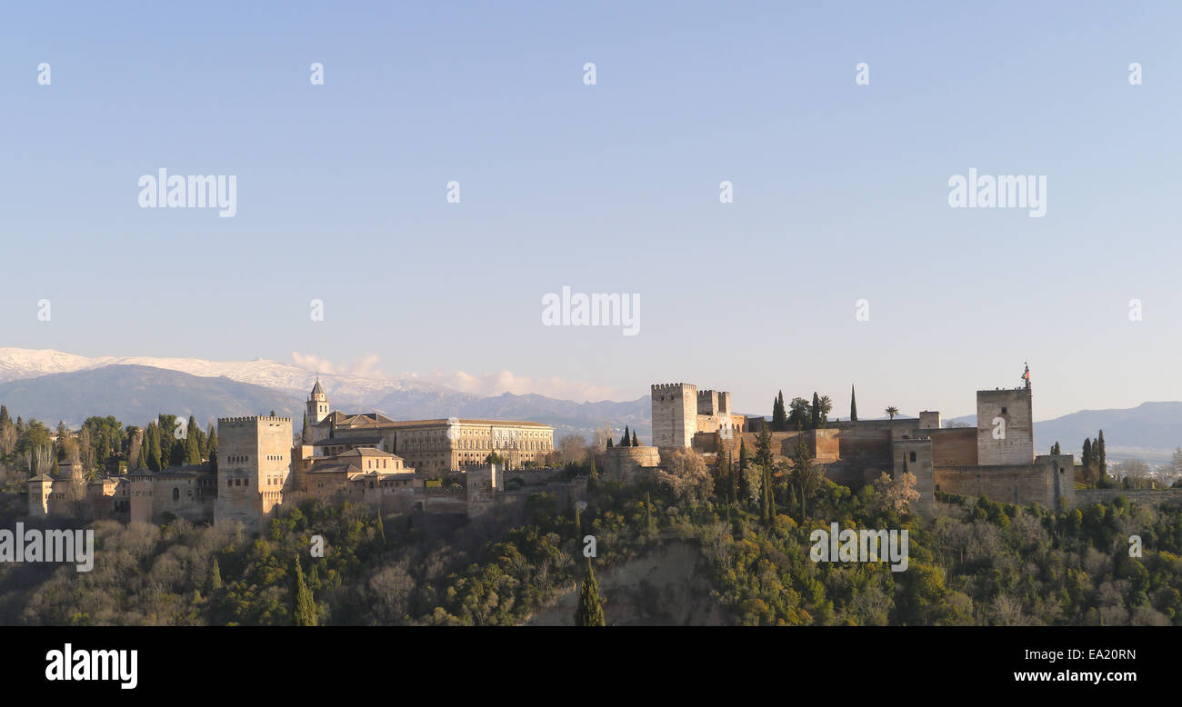 View of the Alhambra from the Albaicin Hill Stock Photo