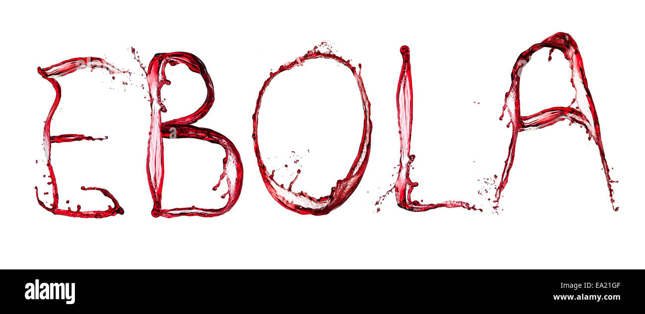 Ebola bloody word sign isolated on white background Stock Photo
