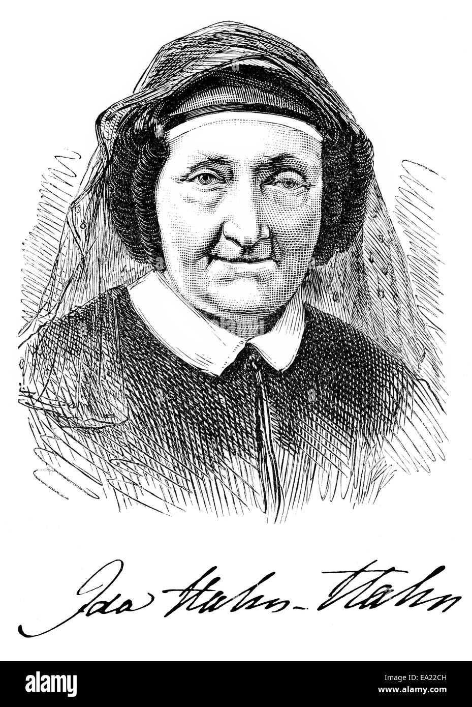 Countess Ida von Hahn-Hahn, 1805 - 1880, a German author, Portrait von Ida Gräfin Hahn-Hahn, 1805-1880, eine deutsche Schriftste Stock Photo