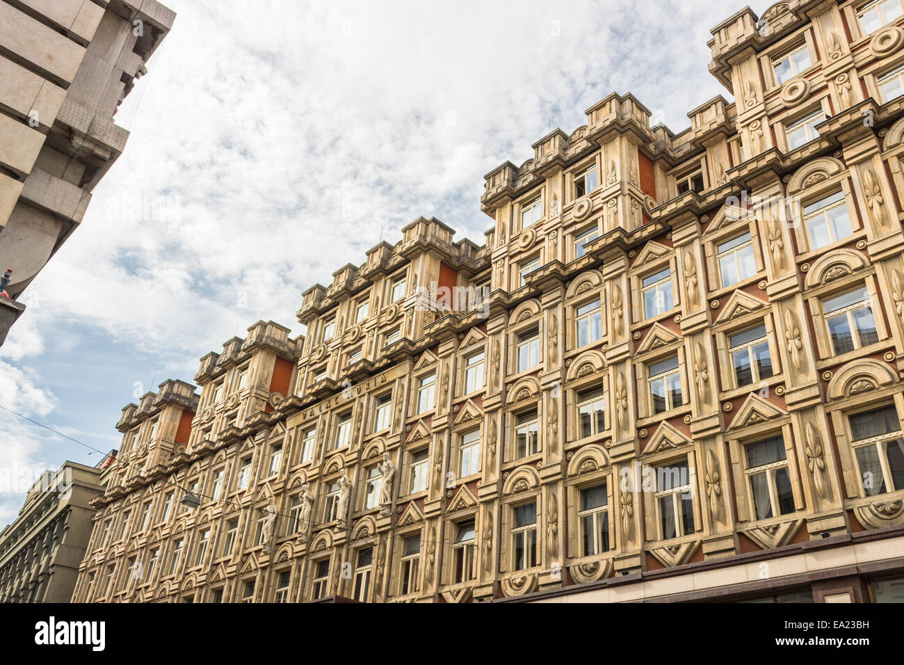 Buildings  and houses in the historical center of Prague: the Adria Palac Stock Photo