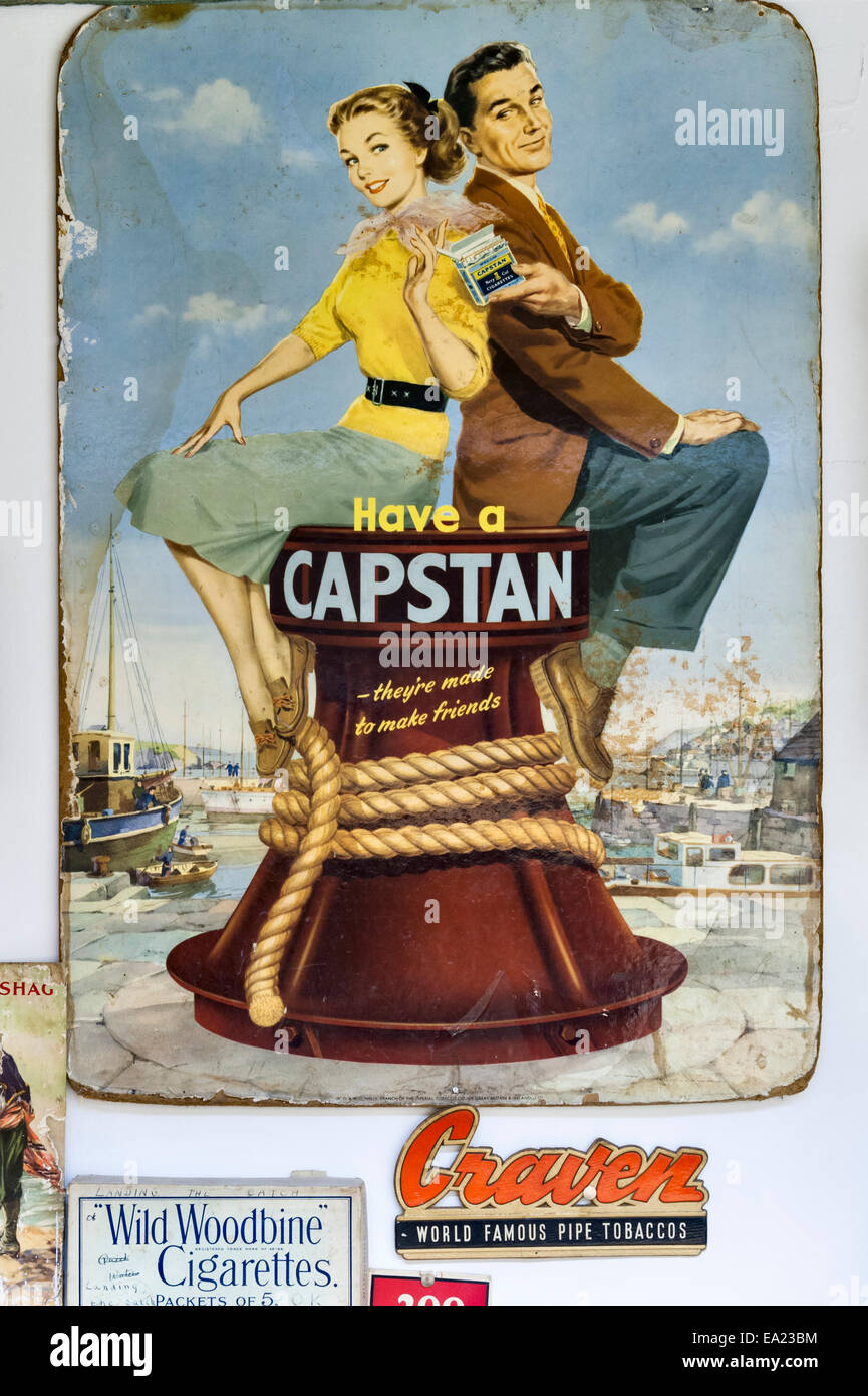 The Land of Lost Content , a museum of 20c British popular culture, Craven Arms, Shropshire. An advertisement for Capstan cigarettes (1950s) Stock Photo