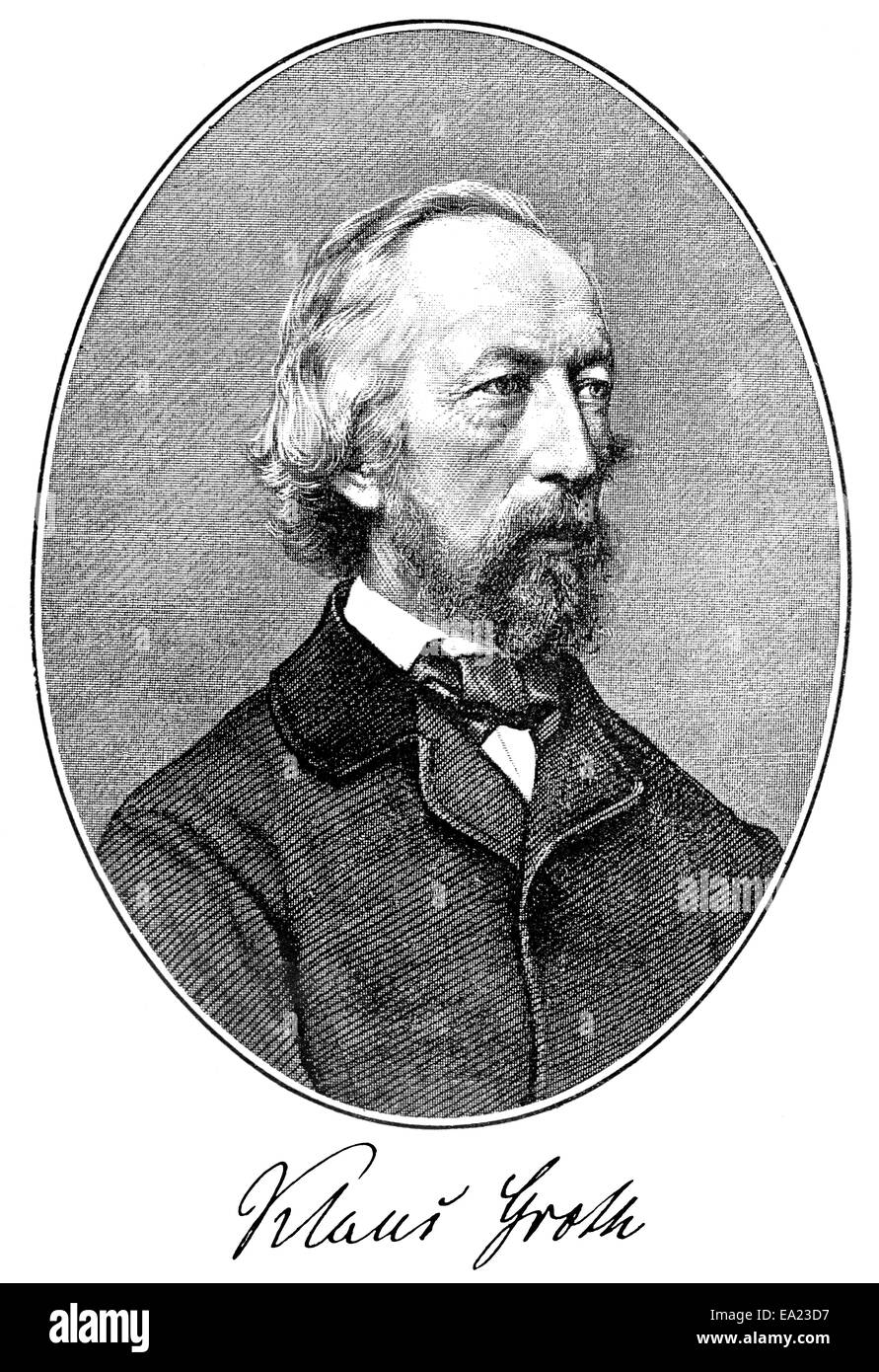 Klaus Groth, 1819 - 1899, German poet and writer, Portait von Klaus Groth, 1819 - 1899, ein niederdeutscher Lyriker und Schrifts Stock Photo