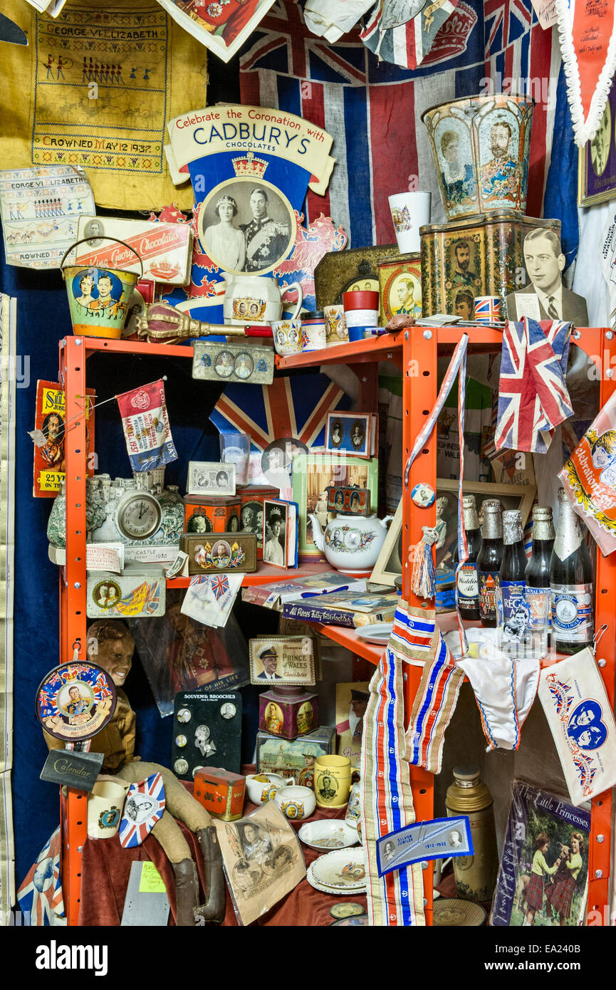 The Land of Lost Content , a museum of 20c British popular culture, Craven Arms, Shropshire, UK. Souvenirs from various royal occasions and events Stock Photo